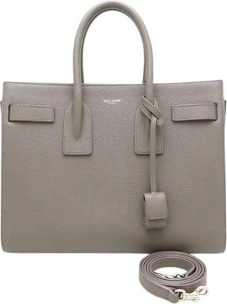 Saint Laurent Pre-owned Tote Bags, female, Gray, Size: ONE SIZE Pre-owned Leather Shoulder Bag