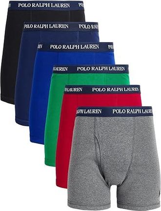 Polo Ralph Lauren Classic Fit Boxer Briefs Mens Underwear Polo Black/Heritage Royal/Charcoal Heather/Classic Red/Holiday N : 2XL, Cotton