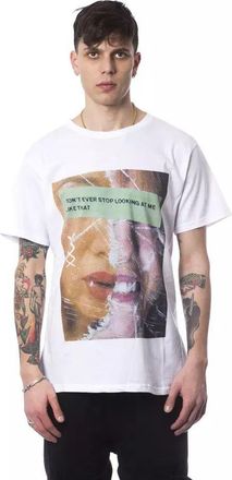 Nicol&ograve; Tonetto Mens Graphic Tee Model Dont Ever Stop - White Cotton - Size Medium