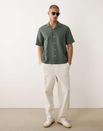 Selected Camicia verde testurizzata a quadri