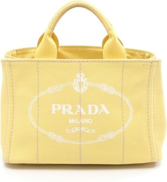 Prada Yellow Canvas Tote Bag (Pre-Owned)