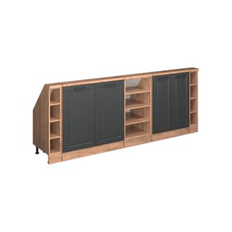 Vicco Armario De Cocina Para Techo Inclinado R-line, Antracita Casa De Campo/roble Kraft Dorado, 210 Cm Lote De 5, Vicco
