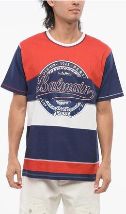 Balmain Color Block Crew-neck T-Shirt with Printed Logo size Xs