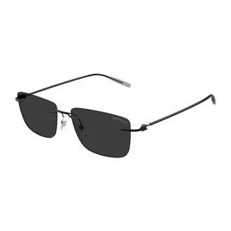 Montblanc Rectangular Sunglasses - male - MONTBLANC - Sunglasses - Black - 56 MM - Accessories
