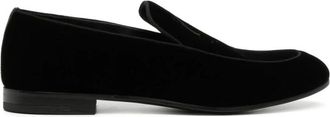 Giorgio Armani Loafers, male, Black, Size: 9 1/2 US Embroidered Logo Loafers