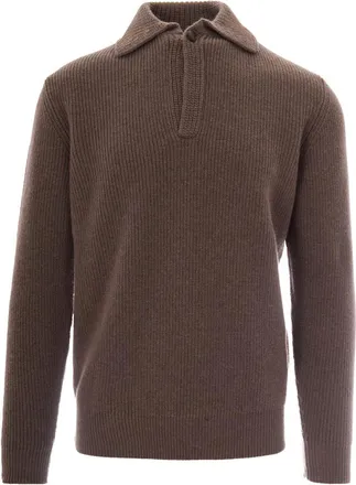 Ballantyne Light Brown Knitted Polo Sweater