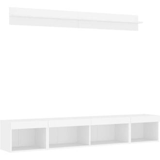 vidaXL Vidaxl - Muebles de tv de pared con led 5 pzas madera ingeniería blanco