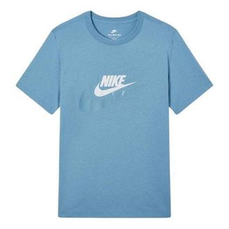 Nike Mens Nike SS22 Alphabet Logo Solid Color Casual Round Neck Short Sleeve Azure T-Shirt DR0998-424