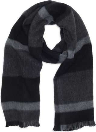 Nordstrom Exploded Plaid Merino Wool Scarf in Black at Nordstrom