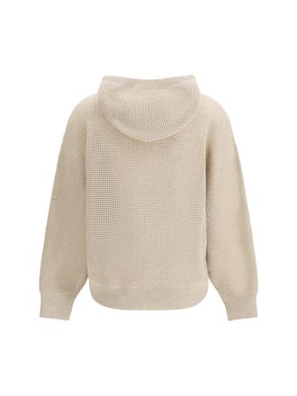 Brunello Cucinelli Womens Sparkling Net Cotton Hooded Sweatshirt Rustic Beige+panama Kashmir-Capra Hircus Sweatshirts Kashmir/capra Sweater