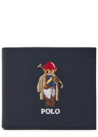 Polo Ralph Lauren Polo Bear Embroidered Leather Wallet - Navy - One Size