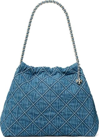 Tory Burch Fleming Soft Quilted Denim Hobo Bag at Nordstrom