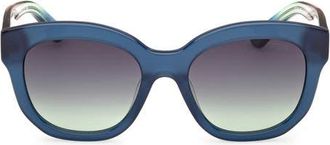 Emilio Pucci 53mm Geometric Sunglasses in Milky Ink Blue /Smoke at Nordstrom