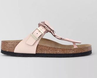 Birkenstock leather floral-appliqu&eacute; thong sandals
