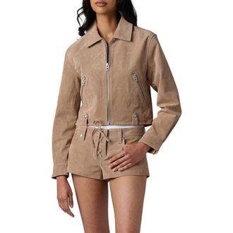 Blank NYC Crop Suede Jacket in Latte Frappe at Nordstrom, Size X-Small