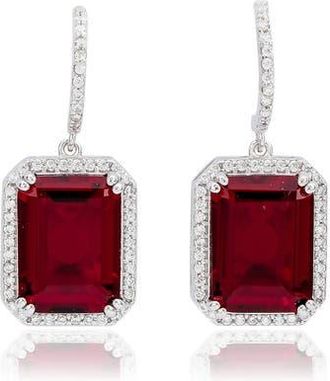 Suzy Levian Cubic Zirconia Halo Drop Earrings in Red at Nordstrom Rack