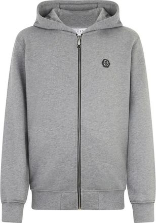 Philipp Plein Hoodies & sweatvesten, Heren, Grijs, 4Xl, Katoen, Zip Hoodie Basic