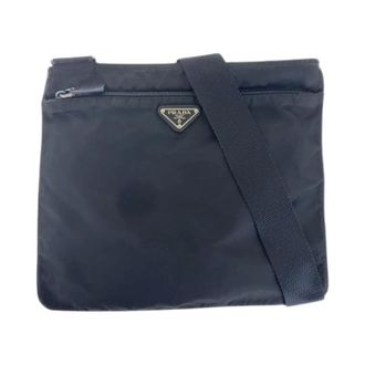 Prada Pre-owned Cross Body Bags, female, Blue, Size: ONE SIZE Pre-owned Tessuto Nylon Shoulder Bag