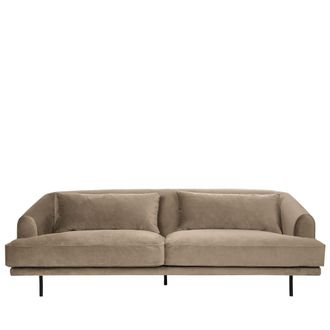 DRAWER Sof&aacute; de 4 plazas en terciopelo con patas rectas de metal - Beige