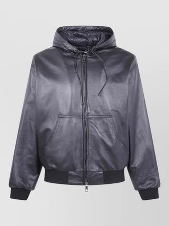 Giorgio Brato leather oversized hooded bomber jacket