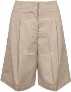 Re-hash Kiria Pliss&eacute;e Wijde Pijpen Shorts - Dames - Bermuda - Beige - W26 - Katoen - Korte Broeken