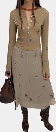 Rodebjer Kiara Henley Top In Beige Multi Duchess