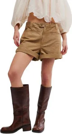 Free People Sakura Cuffed Chino Shorts in Tannin at Nordstrom Rack, Size 4