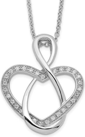 Diamond2Deal Sterling Silver CZ Lifetime Friend Pendant Necklace 18