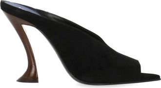 Lanvin Black Suede Heel Shoes With Arrowhead Brown Heel