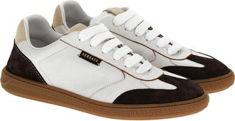 Versace Greca Court Low Top Sneaker in Moka White at Nordstrom, Size 13Us