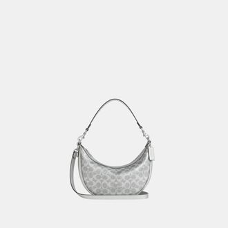 Coach Womens Aria Shoulder Bag In Signature Canvas - Grey - One Size