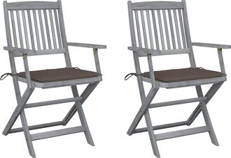 vidaXL Sillas De Jard&iacute;n Plegables 2 Uds Cojines Madera Maciza Acacia Vidaxl
