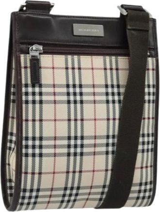 Burberry Pre-owned Cross Body Bags, female, Beige, Size: ONE SIZE Pre-owned Canvas Shoulder Bag