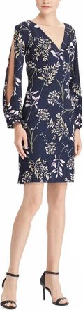 American Living Floral Print Sheath Dress In Navy/fuscia/multi