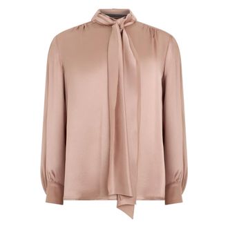 Alberta Ferretti Satin Blouse with Ribbon - female - Alberta Ferretti - Blouses - Pink - S - Blouses & Shirts