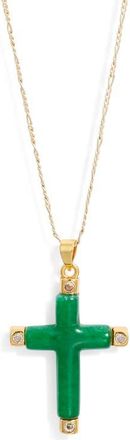 CHILD OF WILD Donatello Jade Cross Necklace in Gold at Nordstrom