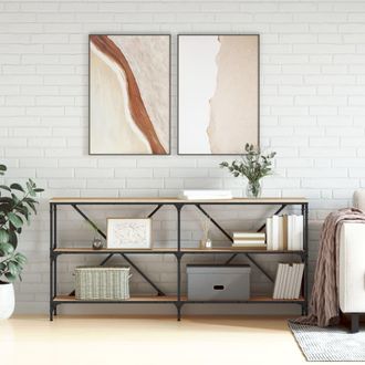 vidaXL Vidaxl - Mesa Consola Hierro Madera Ingenier&iacute;a Roble Sonoma 160x30x75 Cm