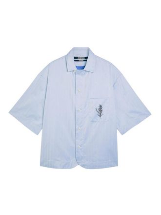 Jacquemus Light Blue Cotton Short-Sleeved Shirt