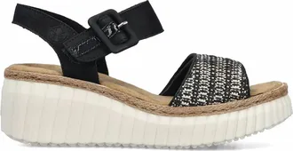 Rieker Womens Wedge Sandal In Black
