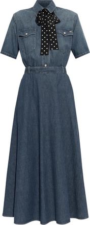 Valentino Garavani Midi Denim Jurk - Dames - Maxi kleedjes - Blauw - S - Denim - Kleedjes