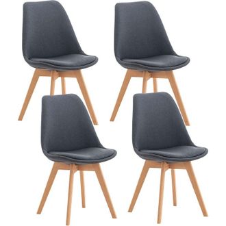 Clp Set De 4 Sillas De Comedor Linares Gris oscuro Tela