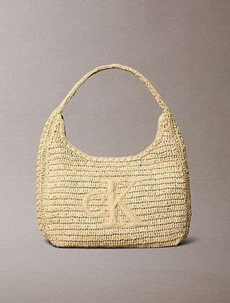 Calvin Klein Large Hand Braided Raffia Shoulder Bag