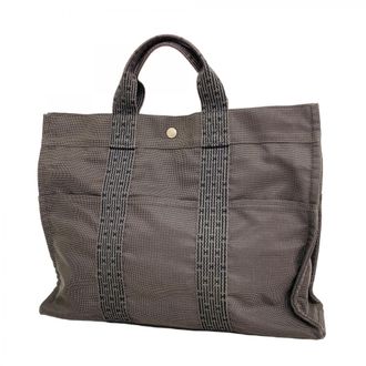 Herm&egrave;s Gray Canvas Tote Bag (Pre-Owned)