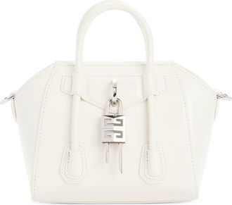 Givenchy Antigona Toy Lock Leather Satchel in 105-Ivory at Nordstrom