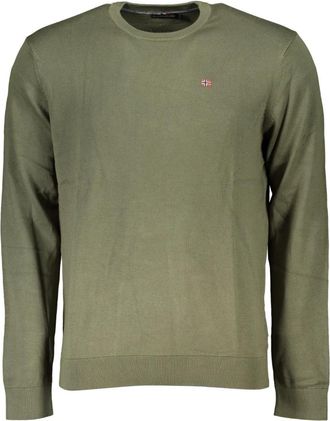 Napapijri Groene Sweater met Lange Mouwen en Geborduurd Logo - Heren - Ronde hals truien - Groen - XL - Truien & Vesten