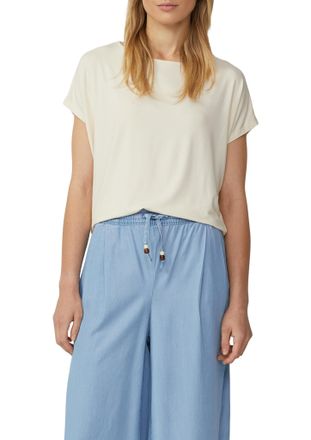 s.Oliver T-Shirt S.OLIVER, Damen, Gr. 40, beige (ecru), Jersey, Obermaterial: 95% Viskose, 5% Elasthan, regular fit taillenbedeckt, Rundhals, Shirts T-Shirt, m