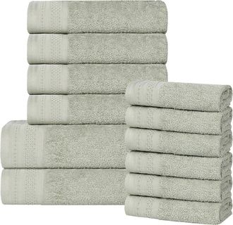 Superior Honeycomb Textured Waffle Border Cotton Medium Weight 12Pc Towel Set