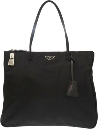 Prada Pre-owned Tote Bags, female, Black, Size: ONE SIZE Pre-owned Nylon prada-bags