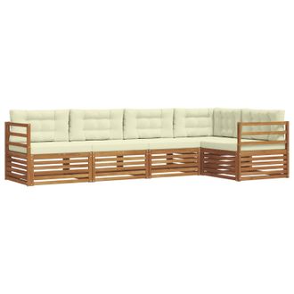 vidaXL Conjunto De Sof&aacute;s De Exterior Con Coj&iacute;n 5 Pcs Natural Y Crema Vidaxl