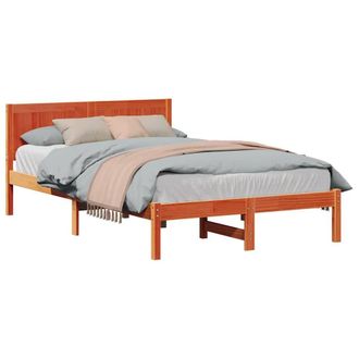 Berkfield Home Soft Wax Brown Pine Wood Bed Frame Wax brown Solid wood 135 x 190 cm